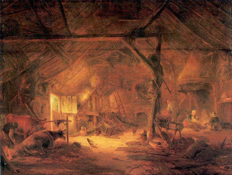 Ostade, Isaack Jansz. van Barn Interior oil painting picture